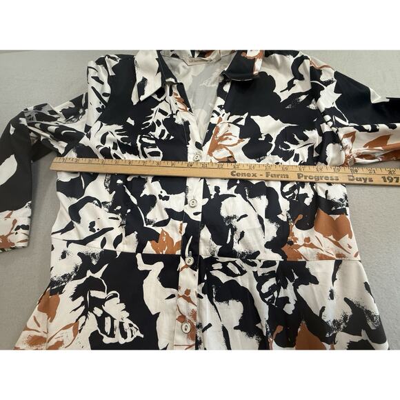 Soft Surroundings Sz 14 Moonglow Midi Dress Button Down Tiered Fall Black Brown - Picture 11 of 15